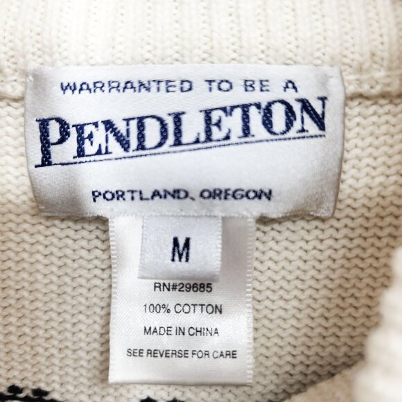 Pendleton‎ Womens M Turtleneck Sweater Red/Black/White Fair Isle Cotton - Picture 5 of 6